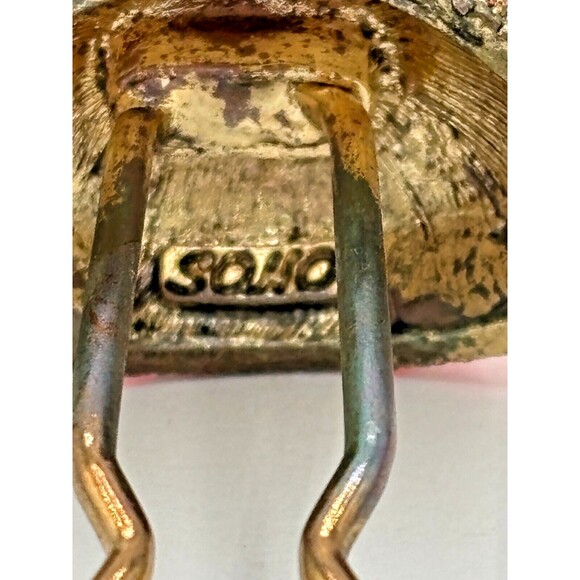 Vintage SOHO Signed‎ Hair Stick Red Crystal Mushroom Jewelry Gold Tone Metal HTF - Picture 7 of 16